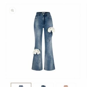 13 De Marzo Stylish women’s Blue Jeans with Unique bunny Plush Accents